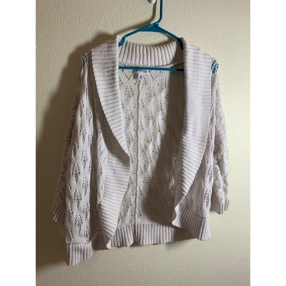 St. John's Bay Knit Cardigan Sweater 3/4 Sleeve Womens Size XL White N4 - Picture 1 of 5